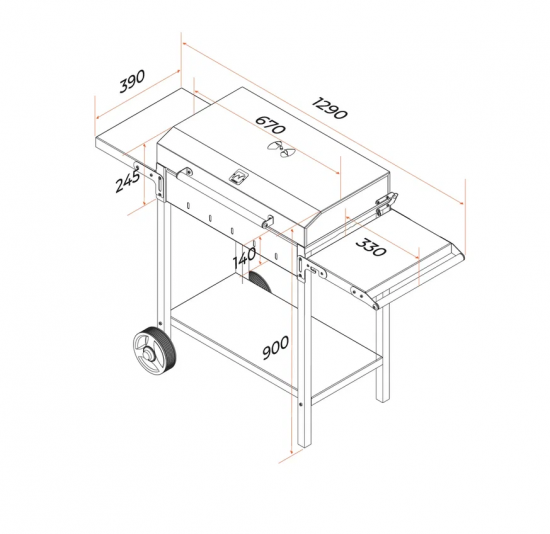 Мангал Naterial МАН 203, 48x127.5 см