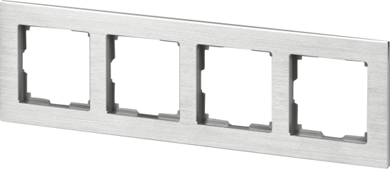 Рамка для розеток и выключателей Werkel Aluminium 4 поста металл цвет алюминий