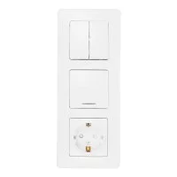 Блок выключатель и розетка Systeme Electric Blanca двухклавишный встраиваемый белый с подсветкой (BLNBS101211)
