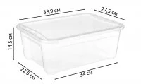 Ящик Кристалл 38.9x14.5x27.5 см 10 л пластик с крышкой цвет прозрачный