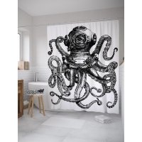 Шторка-занавеска для ванной JOYARTY Осьминог в скафандре