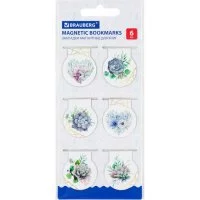 Магнитные закладки для книг BRAUBERG Flowers