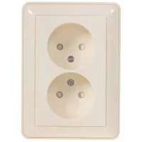 Розетка двойная встраиваемая Systeme Electric W59 без заземления со шторками цвет слоновая кость
