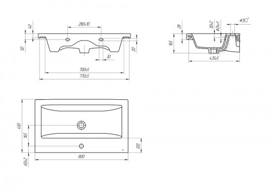 Раковина Cersanit Como мебельная 80 см