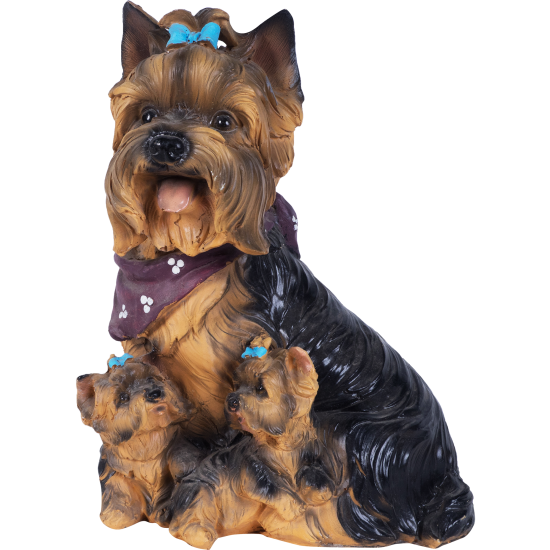 Фигура садовая «Собака Йорк с щенками» h30 см