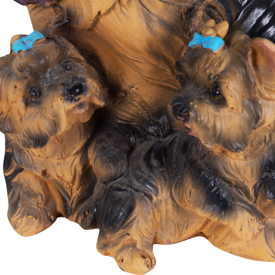 Фигура садовая «Собака Йорк с щенками» h30 см