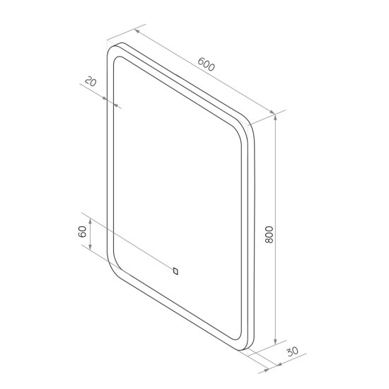 Зеркало с подсветкой прямоугольное 60х80 см с сенсорным включением Continent Horta (ЗЛП2398)