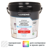 Краска для стен и потолков кухни и ванной Luxens моющаяся матовая прозрачная база C 1 л