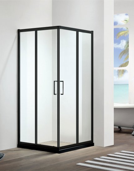 Душевой уголок Март Квадро Black прямоугольный 80x120 см черный профиль прозрачное стекло раздвижной