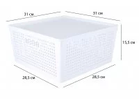 Лоток 31x31x15 см пластик с крышкой цвет белый