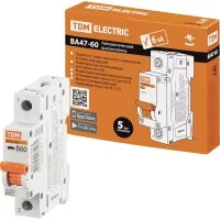 Автоматический выключатель TDM ELECTRIC ВА47-60 1Р, 63А, 6кА, характеристика В