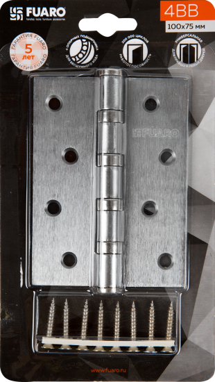 Петля универсальная U1004BB-WP/BL 100x75x2.5 мм сталь цвет белый жемчуг
