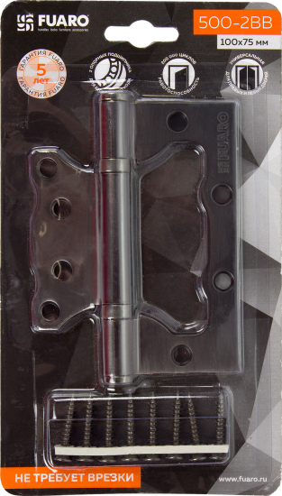 Петля без врезки N100500/2BB-GR/BL 100x75x2.5 мм сталь цвет графит