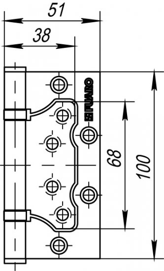 Петля без врезки N100500/2BB-PB/BL 100x75x2.5 мм сталь цвет золото