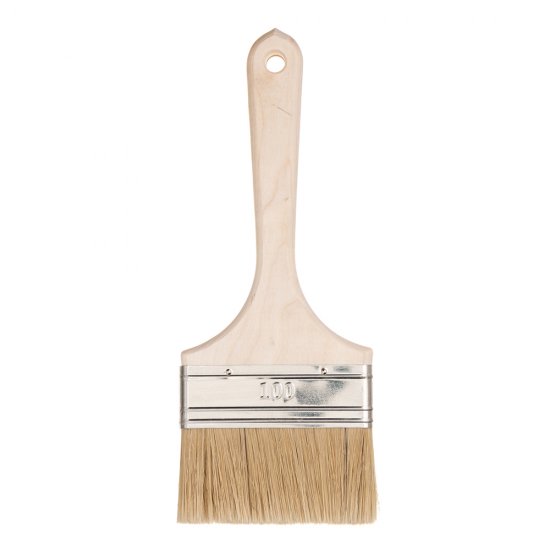Кисть плоская натуральная щетина деревянная ручка Wenzo Wood 100х14 мм для эмалей и лаков на алкидной основе