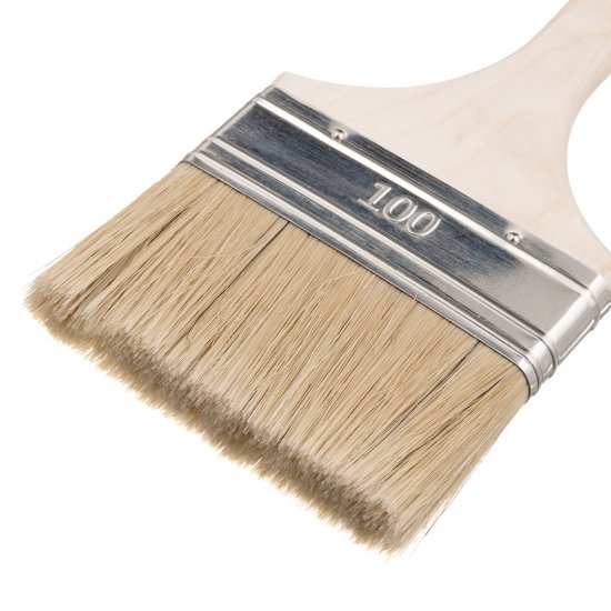 Кисть плоская натуральная щетина деревянная ручка Wenzo Wood 100х14 мм для эмалей и лаков на алкидной основе