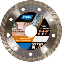 Диск алмазный универсальный Norton 70184603361 турбо 115x22.2x2.2 мм