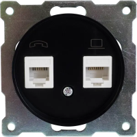 Телефонная/компьютерная розетка встраиваемая Onekey Florence RJ11/RJ45 UTP cat 5e цвет чёрный