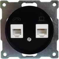 Телефонная/компьютерная розетка встраиваемая Onekey Florence RJ11/RJ45 UTP cat 5e цвет чёрный