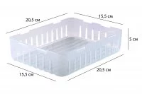 Лоток модульный с перфорацией 20.4x15.4x4.9 см пластик без крышки цвет прозрачный
