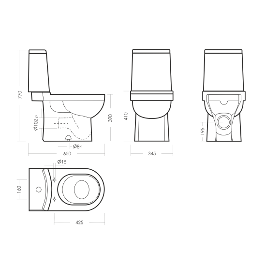 Унитаз-компакт Sanita Luxe Koob универсальный выпуск двойной слив
