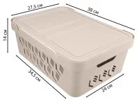 Ящик перфорированный 38x27.5x14.1 см 12 л пластик с крышкой цвет бежевый