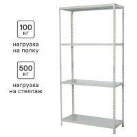 Стеллаж Практик металлический 4 полки 180x80x40 см цвет серый нагрузка на полку 100 кг