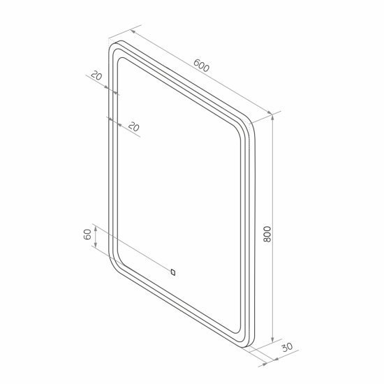 Зеркало с подсветкой прямоугольное 60х80 см в раме черной с сенсорным включением Continent Porto (ЗЛП2416)