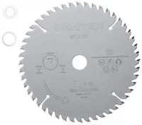 Диск пильный по дереву Dexter FD-E031652048T 48Т 165x20x1.4 мм, кольца: 16 и 12