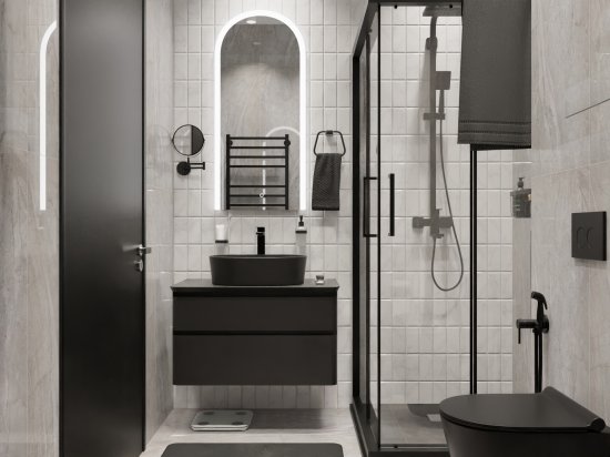 Душевой уголок Март Квадро Black квадратный 90x90 см черный профиль прозрачное стекло раздвижной
