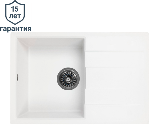 Мойка для кухни врезная с крылом Delinia 78x51 см глубина чаши 20 см кварц цвет жасмин