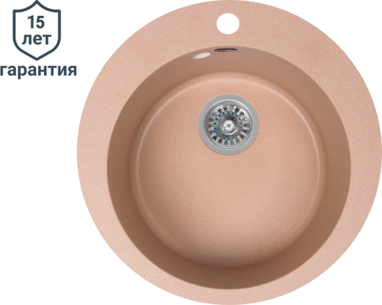 Мойка для кухни врезная Delinia 51x51 см глубина чаши 20 см кварц цвет песочный
