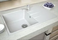 Мойка для кухни врезная с крылом Delinia LM1 50x78 см глубина чаши 20 см кварц цвет белый