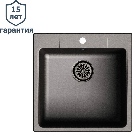 Мойка для кухни врезная Delinia 51x51 см глубина чаши 20 см кварц цвет антрацит
