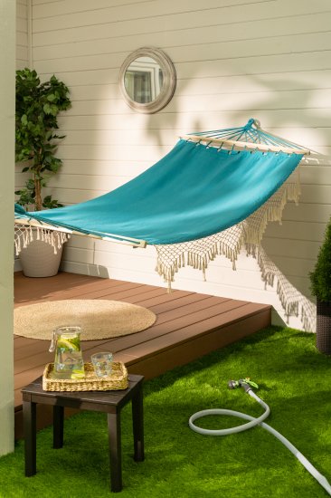 Гамак садовый Polynesia 100x200 см, поликоттон/дерево, цвет голубой