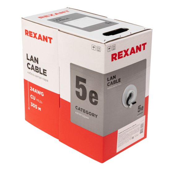 Интернет-кабель (витая пара) UTP 4PR CAT5e 4х2х0,51 мм Rexant (305 м)