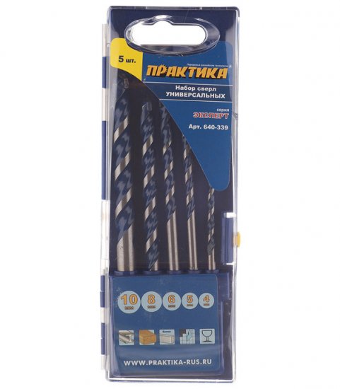 Набор сверл универсальных спиральных Практика 4-10 мм (5 шт.) (640-339)