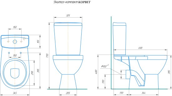 Унитаз-компакт Rosa Корвет универсальный выпуск горизонтальный