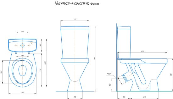 Унитаз-компакт Rosa Фарт косой выпуск двойной слив