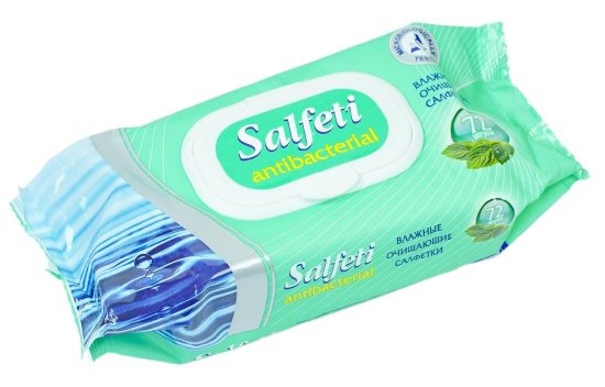 Салфетки влажные антибактериальные Salfeti SA-72, 72 шт.