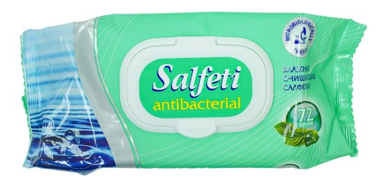 Салфетки влажные антибактериальные Salfeti SA-72, 72 шт.