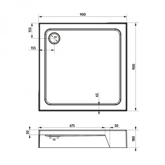 Душевой поддон Sensea Basic акрил 90x90 см