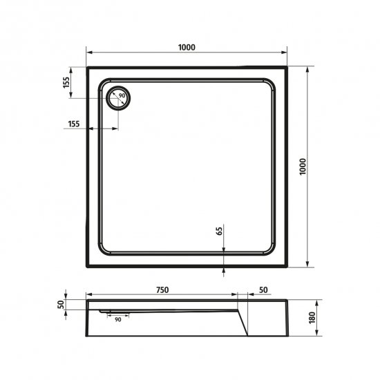 Душевой поддон Sensea Basic акрил 100x100 см