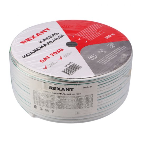 Кабель коаксиальный телевизионный SAT 703B 1х1 мм экранированный Rexant Green Line (100 м)