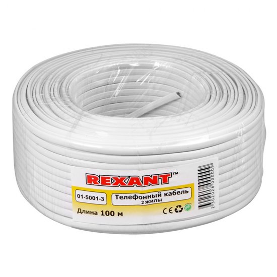 Провод телефонный ШТЛП 2х0,12 мм Rexant (100 м)