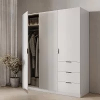 Шкаф распашной Турин Комфорт 3523 с 3 дверями 180x213x59.6 см ЛДСП цвет белый