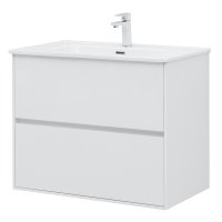 Тумба под раковину Lavelly Cube 80 см подвесная белый глянец (00316626)