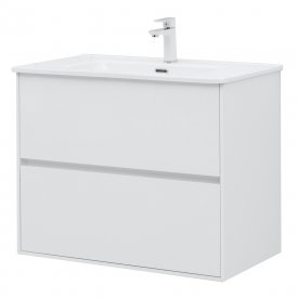Тумба под раковину Lavelly Cube 80 см подвесная белый глянец (00316626)