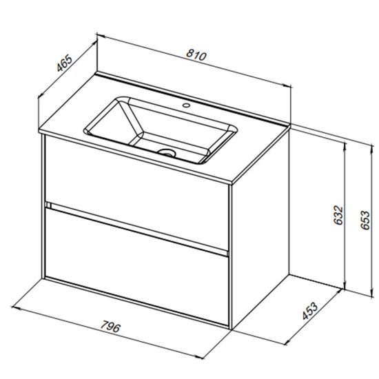 Тумба под раковину Lavelly Cube 80 см подвесная белый глянец (00316626)