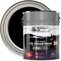 Грунт-эмаль 3 в 1 Profilux DIY гладкая цвет черный 5 кг